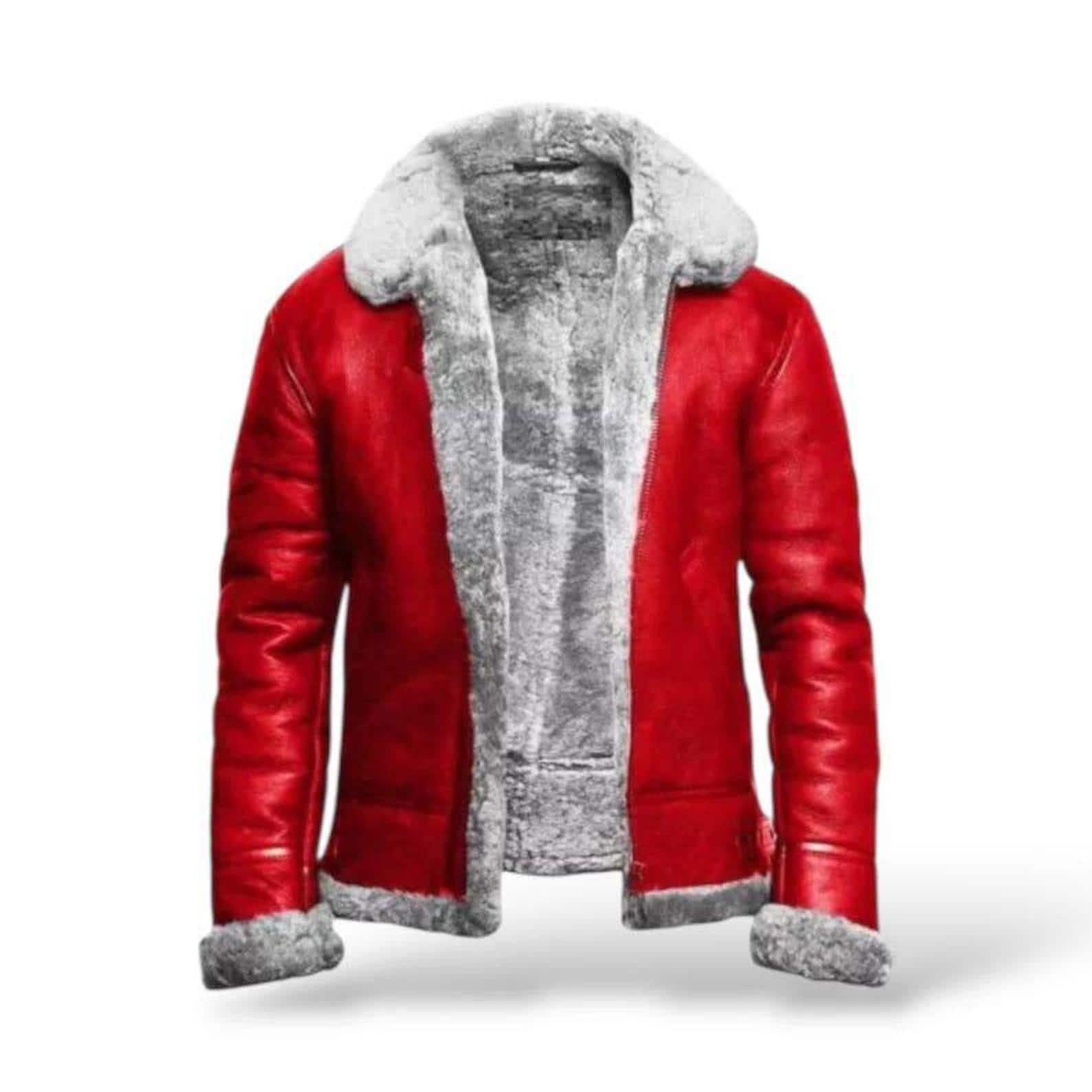 Handmade Red Sheepskin Leather Aviator Bomber Jacket: RAF B3 Style